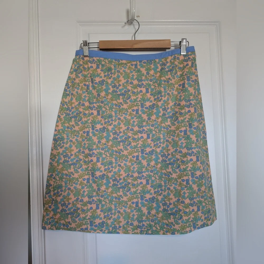 Boden Women’s Vintage Cotton Ditsy Floral Skirt Peach Blue Green Size 8